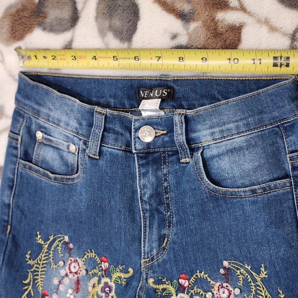 Venus Embroidered Floral Skinny Jeans - Size 2 | Stunning Statement - Picture 2 of 9